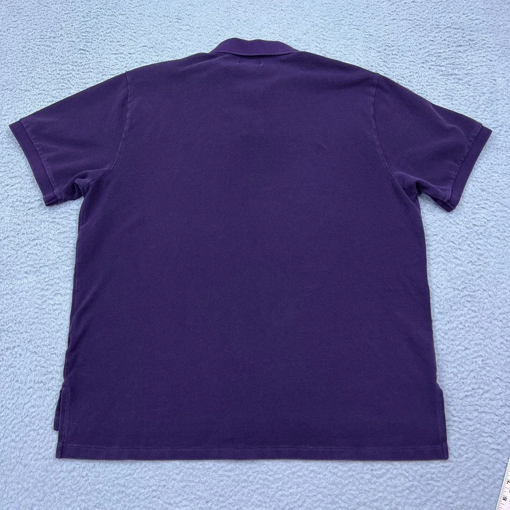 Polo‎ Jeans Co Knit Oxford Button Polo Shirt Mens XXL Purple Flag Logo Collared